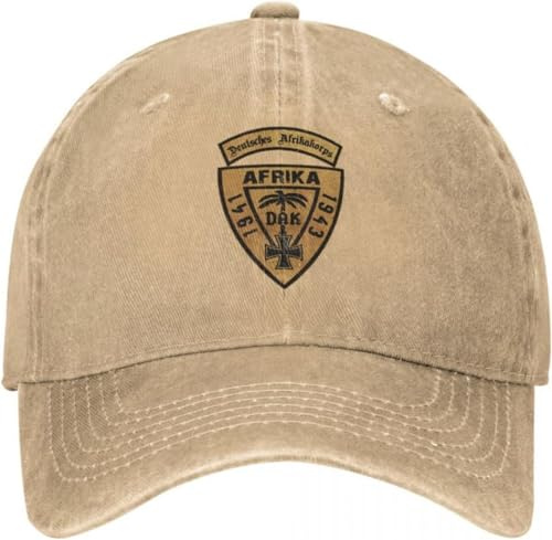 Baseballmütze Unisex Sonnenhut Wehrmacht Herren Vintage-Baseballmütze getragener Cowboyhut Snapback DAK Deutsches AfrikaKorps Afrika weicher unstrukturierter Hut Golfgeschenke Geburtstagsgeschenk
