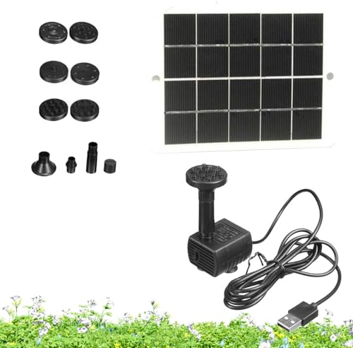 Pompe Solaire pour Bassin - Pompe à Eau Solaire Extérieure 15W Chargeur,Système d'Arrosage Réglable Décoration de Jardin pour Bain d'Oiseaux, Arrière-Cour, Aquarium et Mariage