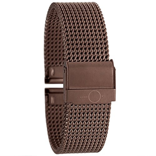 Eichmüller massives 18mm BandOh Edelstahl Milanaise Uhren Armband PVD-braun