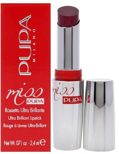 Pupa Milano Miss Milano Lippenstift, cremige, ultra-pigmentierte Lippenfarbe, pflegende Formel, Kristall-Effekt, ultimativer Schub an Volumen und Hydratation, 206 Infinitive MaUVe, 2,0 g