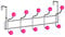 DWD Chrome 10 Hook Over Door Hanger, Hot Pink