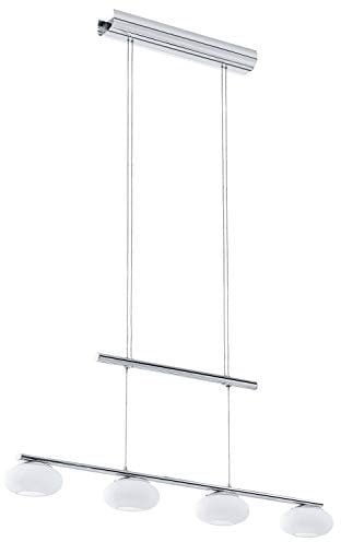 EGLO LED Hängelampe Aleandro 1, 4-flammige Pendelleuchte Esstisch, Hängeleuchte aus Metall in Chrom und Glas in weiß, Esszimmerlampe hängend, Küchenlampe warmweiß