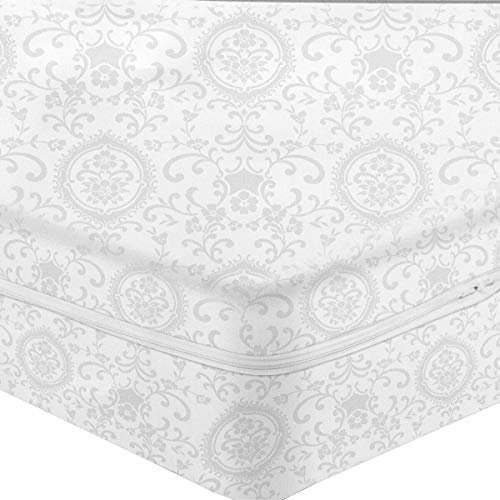 Caritex Coprimaterasso con Cerniera, Fodera Materasso con Cerniera, per letto Singolo, in Cotone Damascato, Traspirante e Assorbente -Bianco S514