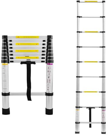 AUFUN Scala Telescopica in Alluminio 2,6 m Scala Pieghevole Multifunzione Scaletta Carico massimo: 150 kg