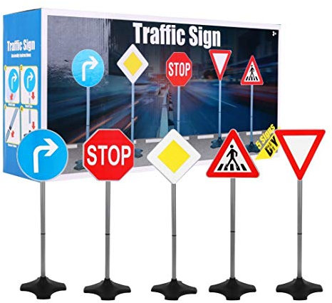 BSD Ensemble de Grands Panneaux de Signalisation pour Enfants, Jouet d'apprentissage du Trafic - 5 Panneaux de 80 cm de Hauteur