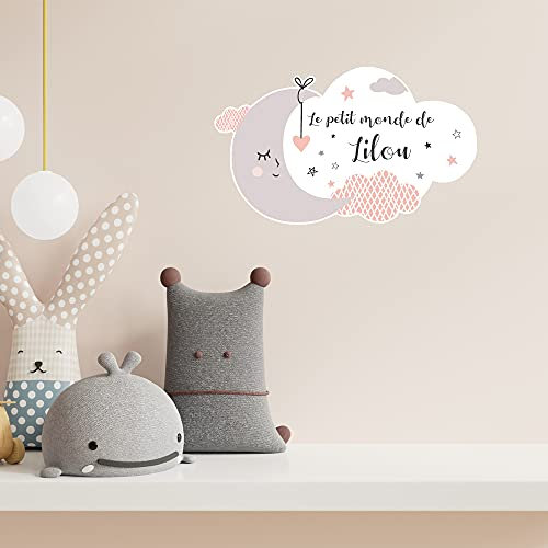 Sticker Porte Prénom Fille Nuage Rose. Adhésif Prénom. Plaque Chambre Enfant. Autocollant Personnalisable Avec Prénom. Décoration Chambre Le Petit Monde De