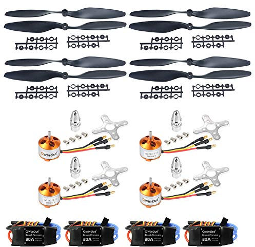 QWinOut A2212 1000KV Outrunner Motor + 30A ESC + 1045 Prop Propeller for F450 F500 F550 DIY Drone Kit (4 Set)
