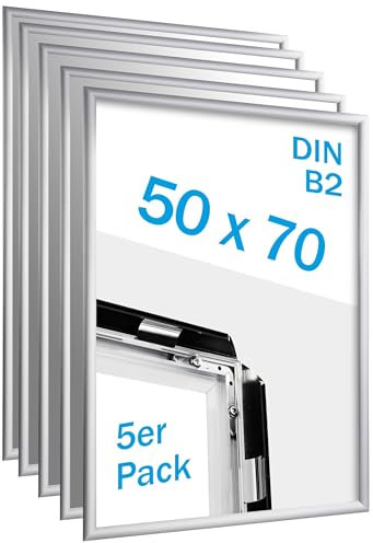 SPRINTIS - Klapprahmen, 5 Stück, Alu Rahmen, Posterrahmen, Aluminium, Silber (DIN B2)