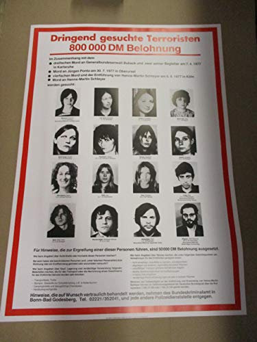 LKA Terroristen - RAF Fahndungsplakat 2. Generation - Poster - Wanddekoration