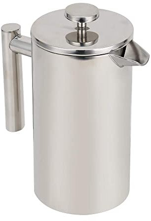 Queiting 800ml French Press Coffee Maker Stainless Steel Coffee Brewing Machine Filtered Coffee Tea Maker Plunger Mixing Tank Large Capacity Double-Wall Insulated Stainless Steel