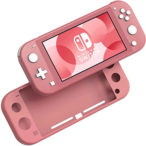 Coque Silicone Corail Rose Compatible avec Nintendo Switch Lite - Etui Housse Protection Anti Rayure Anti Choc Anti Dérapant Phonillico®