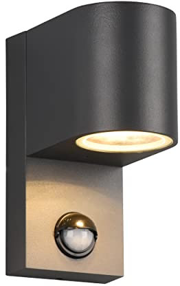 Trio Leuchten Außen Wandleuchte Roya 214260142, Aluminium Druckguss Anthrazit, exkl. 1x GU10, Bewegungssensor