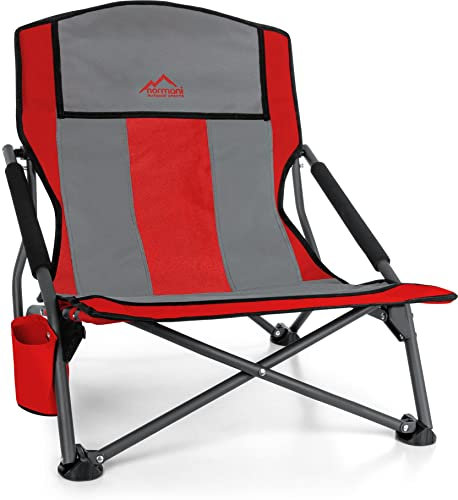 normani Strandstuhl Gartenstuhl Beach Klappstuhl Campingstuhl faltbar mit niedriger Sitzhöhe - inkl. Transporttasche - Traglast: 150 Kg Farbe Rot