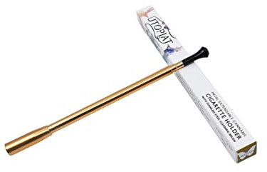 Long porte-cigarette pour femme – Extensible et fonctionnel comme filtre à cigarette pour Virginia Slim et autres cigarettes roulées à la main de 23 mm – Doré