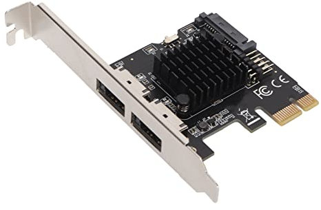 PCIE zu Power ESATA Erweiterungskarte, PCIE 1X zu 2 Ports Power Over ESATA, Desktop PCI e zu Power ESATA USB Erweiterungskarte 6G Adapterkarte, PCI Express SATA Karte für Desktop