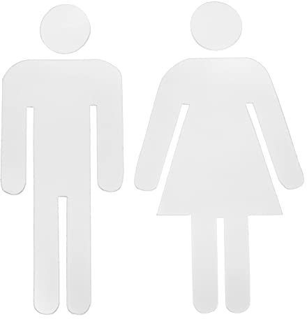 PATIKIL Bagno Cartello, 1 Set Acrilico Autoadesivo Bagno Uomo e Donna Toilette Genere Cartello per Affari Shopping, Argento
