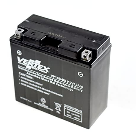 Vertex VP14B-BS Sealed AGM Motorcycle/Powersport Battery, 12V, 12Ah. Replaces: YT14B-4/YT14B-BS. Perfect battery for Motorcycle, ATV's, Personal Watercraft and Snowmobiles.