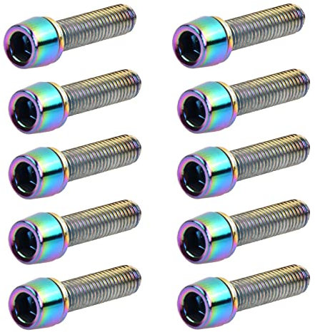 10 Piezas Tornillos de Vástago de Bicicleta, M5x20mm Bicicleta Disco Freno Pinza Tornillos, Pernos de Vástago de Bicicleta con Arandelas, Tornillos para Potencia de Bicicleta de Montaña (Multicolor)