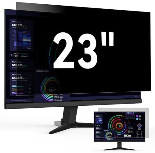 Computer Monitor Sichtschutz 23 Zoll Seitenverhältnis 16:9, Anti Blaulicht Blendschutz Displayschutz, Abnehmbarer Blickschutzfolie Sichtschutzfilter Kompatibel mit Lenovo/HP/Dell/Acer/Samsung/Asus