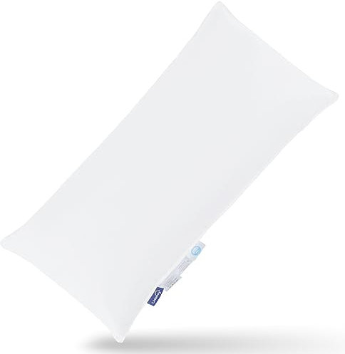 Uniency Daunenkissen 40x80 3 Kammer 100% Baumwollbezug Füllung 550g: Außen 90% Daunen und 10% Federn 100g, Innen 100% Federn 450g Kopfkissen 40x80 Daunen Premium Kissen|Weiß|Oeko-TEX und RDS|1 Stück