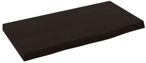 vidaXL Wandregal, Holzregal Regal Handgefertigt mit Baumkante, Wandboard Regalbrett Deko, Bücherregal Hängeregal, Dunkelbraun 40x20x2cm Massivholz Eiche Behandelt