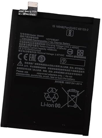 Backupower Ersatz Akku Kompatibel mit BM4W Xiao-mi Mi 10T Lite 5G Redmi Note 9 Pro 5G 1ICP5/65/88 3.85V 4720mAh 18.2Wh