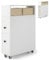 COSTWAY Slim Bathroom Floor Cabinet, Mobile Narrow Bathroom Storage Unit with 2 Slide Out Drawers, 2 Rattan Baskets, Back Toilet Brush Holder & 4 Wheels, Compact Wooden Bathroom Organiser, White