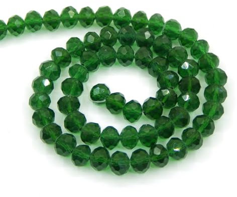 Perlin 120 perlas de cristal checas de Bohemia de 4 mm, perlas checas de cristal con circonita facetada, 1 hebra (verde oscuro)