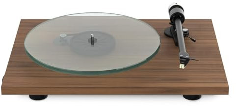 Pro-ject T2, Audiophile Entry Level Turntable with 1,7kg heavy glass platter, 9” aluminium tonearm and spring-based Anti-Skating, Sumiko Rainier, Made in Europe (Walnut)
