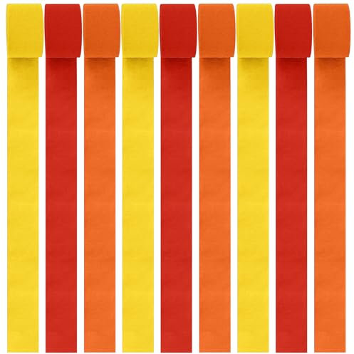 9 Rollen Krepppapier-Luftschlangen in Gelb, Rot, Orange, Erntedankfest, Krepppapierrolle, Luftschlangen, Herbstdekorationen, Vorhang, Hintergrund, hängende Quasten für Herbstfest-Dekoration