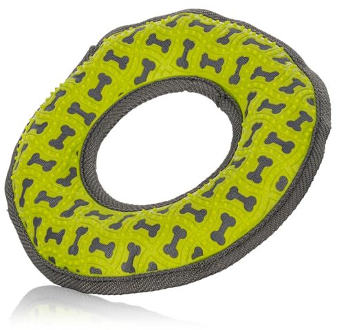 Knuffelwuff Hundespielzeug Frisbee aus Gummi und Gewebe - Griffig, Zahnfreundlich und Bindung stärkend - Ideal für Spiel und Konditiontraining für alle Große & Kleine Hunde BPA-frei