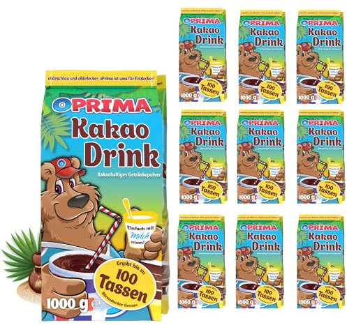 OPRIMA Kakao Drink 10 x 1kg Kakaopulver, Trinkschokolade lösliches Instant Getränkepulver - Vorteilspack Kakaogetränkepulver für die ganze Familie