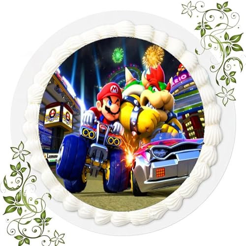 ich Super Mario Nr. 12 - Essbarer Tortenaufleger, Ø 20cm, Rot und Blau, 1 Stück, Für Geburtstag