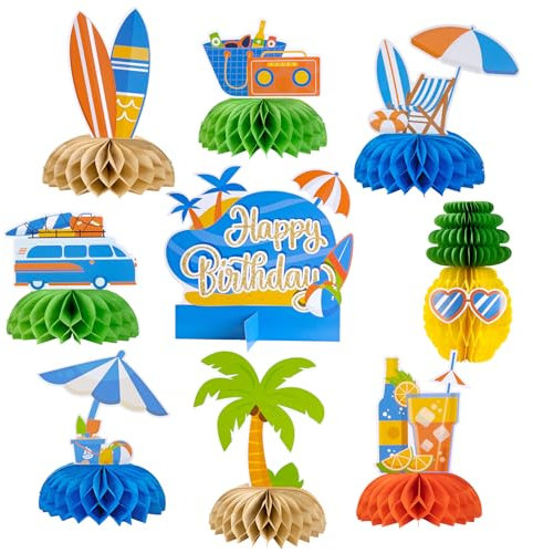 SUNBEAUTY 9 Stück Sommer Party Deko Tischdeko Sommer Pool Party Tropische Künstlich Dekoration für Strand Party Sommer Urlaub Geburtstag