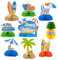 SUNBEAUTY 9 Stück Sommer Party Deko Tischdeko Sommer Pool Party Tropische Künstlich Dekoration für Strand Party Sommer Urlaub Geburtstag