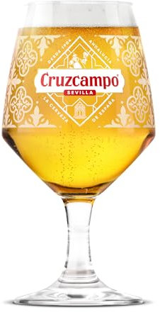 Roxley Cruzcampo Pint Glasses X1 Original Beer Lager Pint Glass Glasses | Also Comes with Branded Beer Mats
