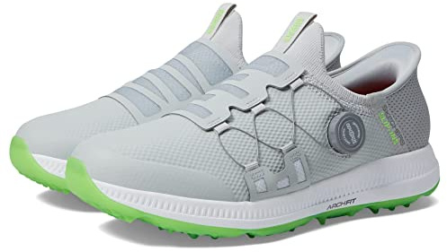 Skechers Men's Go Elite 5 Arch Fit Waterproof Slip in Golf Shoe Sneaker, Gray/Lime Spikeless, 16