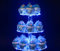 Ulifeme 3 Tier Cupcake Stand Acrylic Round Tower Display + Blue LED String Light, Cake Holder Dessert Tree Tower for Birthday, Wedding, Graduation, Anniversary, Party Decoration, Diameter 15/20/25cm