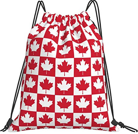 KWQDOZF Kanada-Flagge, Kordelzug-Rucksack, Sport-Sporttasche für Damen und Herren, Rucksäcke, Badetasche für den Strand