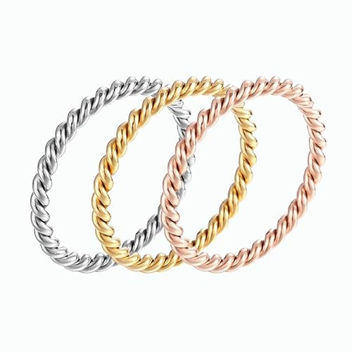 XPKLTXZW Tensorringe aus reinem Kupfer gedreht, Tensorringe Twist-Ring-Schmuck, gedrehter Ring aus massivem Kupfer für Männer und Frauen (3pc,7)