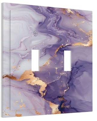 Sghxwp Placca decorativa per interruttore della luce moderna astratta viola oro marmo Texure 3 gang piastra di copertura interruttore tripla levetta Jumbo piastra elettrica per bagno cucina Decor