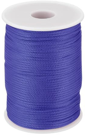 QUARKZMAN 2mm Cuerda de Polipropileno Trenzada, 100m Nylon Cuerda Nailon Hilo de Abalorios Cordón Trenzado Hueca para Manualidad DIY Tendedero, Camping, Bisutería, Azul Oscuro