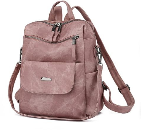 YALIZHNA Zaino da donna per borsa a tracolla in pelle PU, impermeabile, antifurto, Colore: rosa., 30x17x29cm