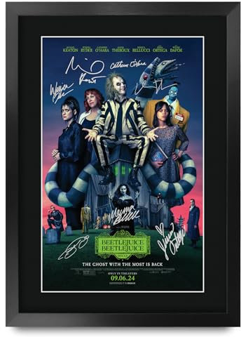 HWC Trading Beetlejuice 2 Michael Keaton Geschenke Geduckter Poster Signiertes Autogramm Foto für Fans von Film Memorabilien - A3 Gerahmt