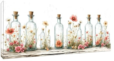 5D DIY Diamond Painting Kits Vollbohrer Groß 80x200cm, Glasflasche Blumen Diamant Painting Kunst Bild Kit, Leinwand Kreuzstich Stickerei Nach Zahlen Painting Zubehör für Erwachsene/Wand/Wohnkultur G51