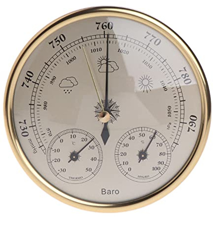 HHFLRAWA - Barometro, termometro e igrometro, 3 in 1 da appendere a parete per la casa, barometro da 13 cm di diametro per esterni, stazione meteo analogica, per parete domestica, barca da pesca