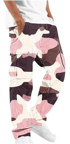 Pantalon Cargo Homme Camouflage, Pantalons de Travail Homme Casuals Pantalon Treillis Militaire Tactique Coupe Droite Taille Élastique