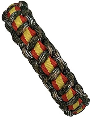 MIBANDERA Pulsera Bandera España Hombre y Mujer - Cuerda Trenzada Con Cierre de Cuero y Tela (Camuflaje 18 cm)