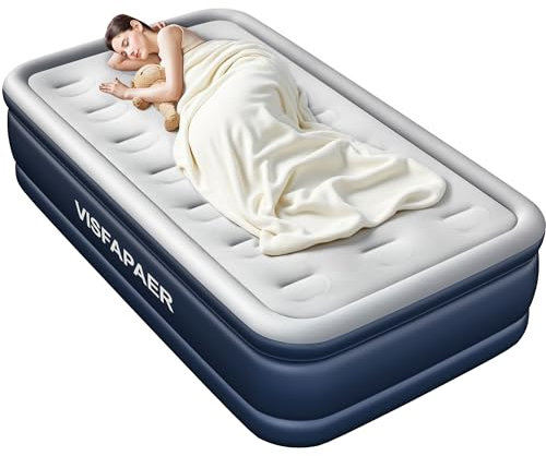 Air Mattress Twin with Built-in Electric Pump, Inflatable Blow-up Mattress Durable Air Bed for Camping, Home Guests & Portable Travel Airbed with Storage Bag, Easy to Inflate/Quick Set UP, Height 18''