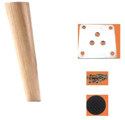 YGLONG Pied de Meuble Bois 4Pcs Height10-30cm Solid Wood Furniture Legs, Inclined Cone Sofa Bed Cabinet Table and Chair Replacement Feet Sloping Foot(B-20CM-4PCS)